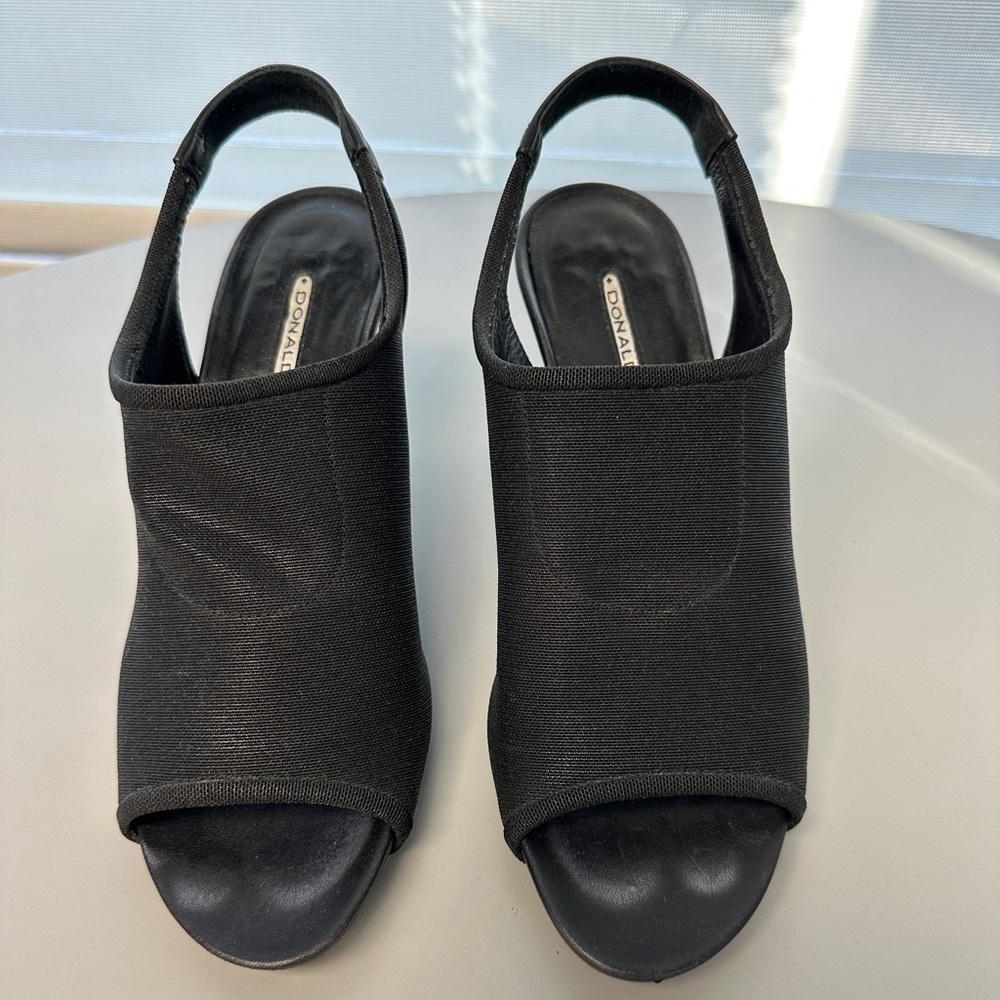 Donald J Pliner Black Slingback Open-Toe Heels